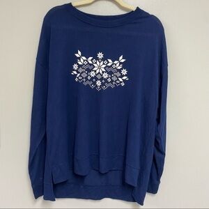 NWOT BP Navy Blue Snowflake Lounge Pajama Top Large